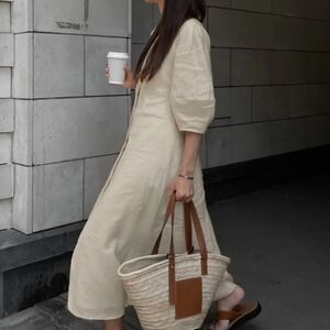 NWT Commense Collective Cream Bishop Sleeve Sundress